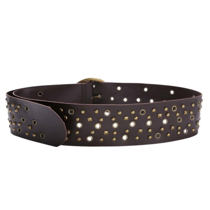 Western Design Wide Belt with Eyelets and Rivets for Women