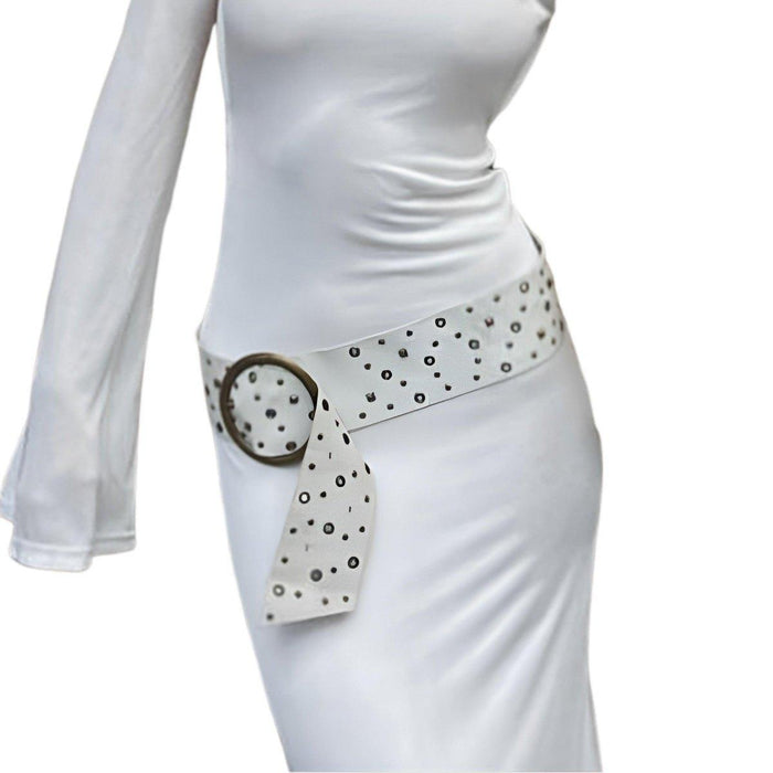 Western Design Wide Belt with Eyelets and Rivets for Women