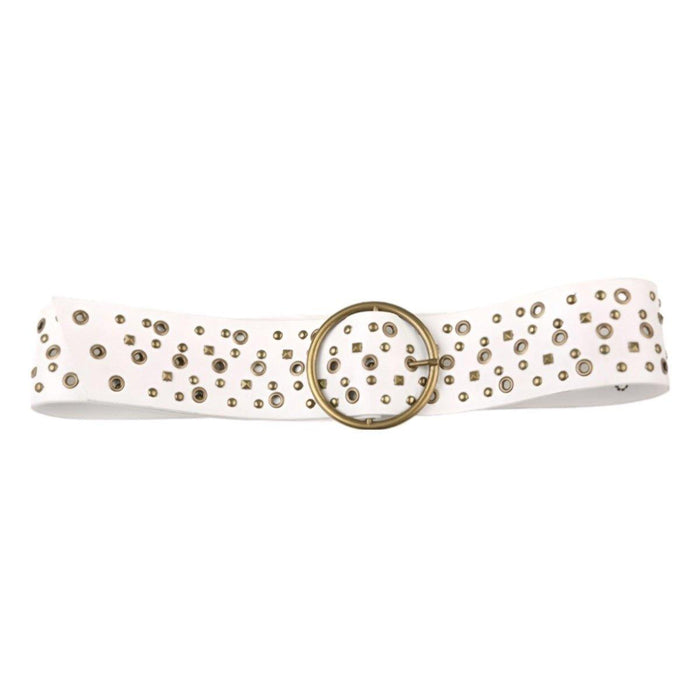 Western Design Wide Belt with Eyelets and Rivets for Women