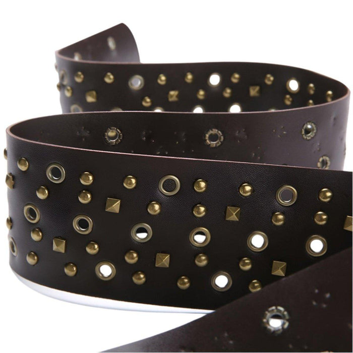 Western Design Wide Belt with Eyelets and Rivets for Women