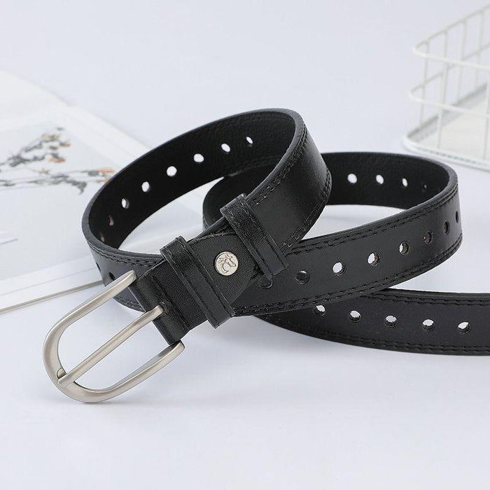 Perforated Belt for Women with U-Shaped Buckle, Available in Plus Size