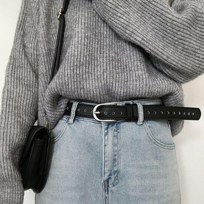 Perforated Belt for Women with U-Shaped Buckle, Available in Plus Size