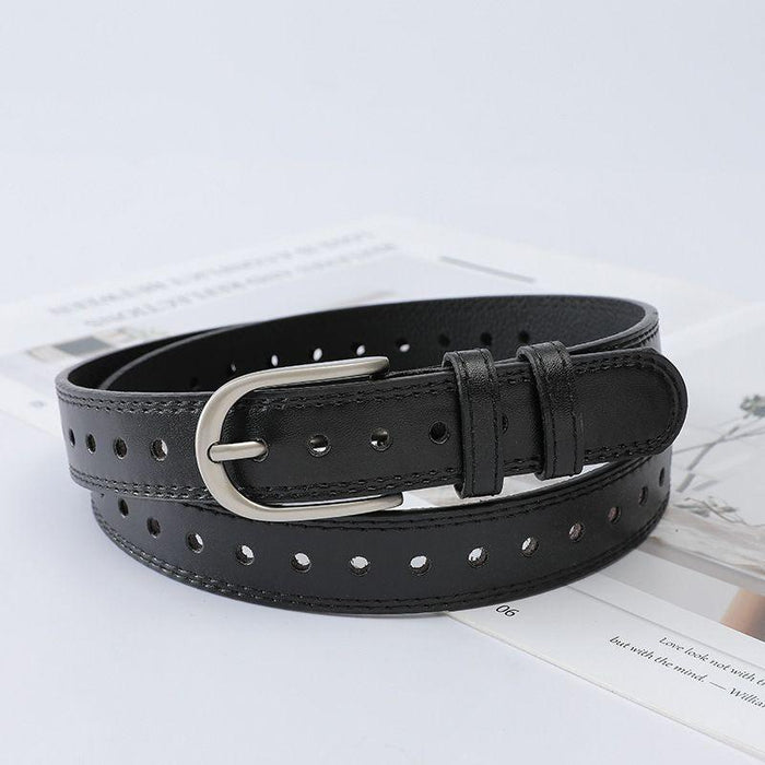 Perforated Belt for Women with U-Shaped Buckle, Available in Plus Size