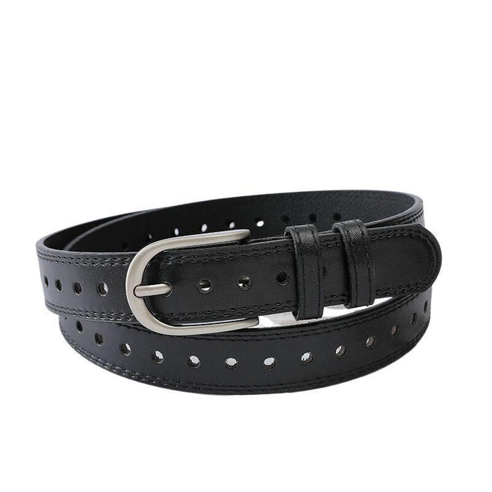 Perforated Belt for Women with U-Shaped Buckle, Available in Plus Size