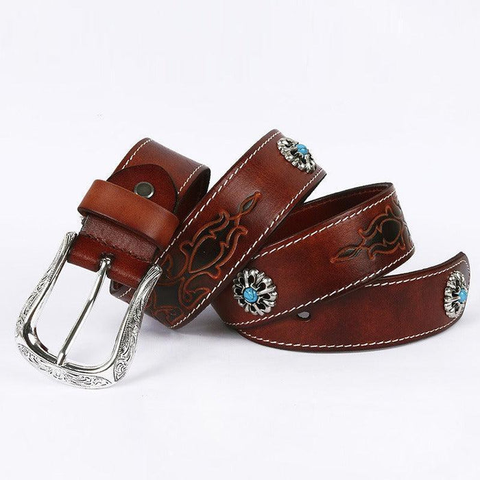 Vintage Western Leather Belt For Women, Tsula Model