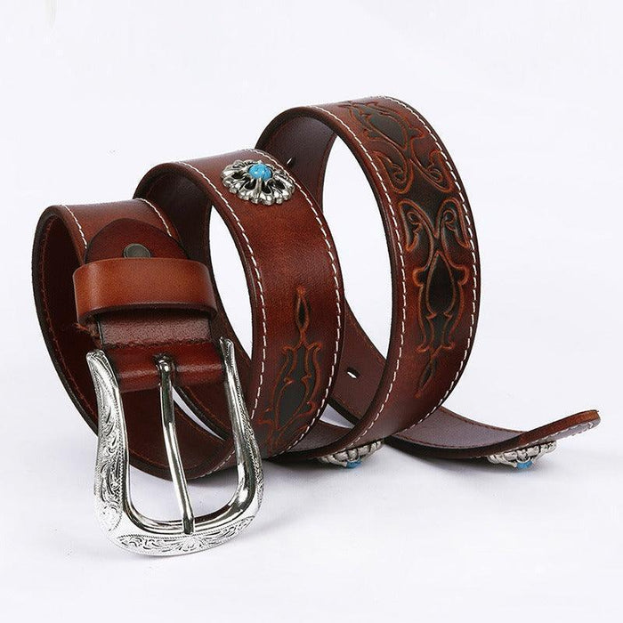 Vintage Western Leather Belt For Women, Tsula Model