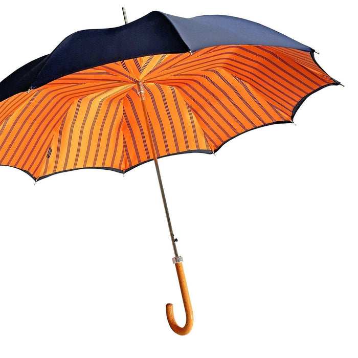 Chic Elegant Men's Umbrella with Orange Ostrich Leather Handle