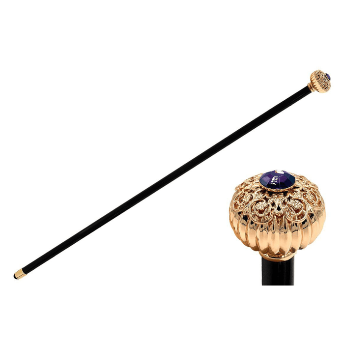 Chic "Onion" Walking Cane with Filigree and Amethyst
