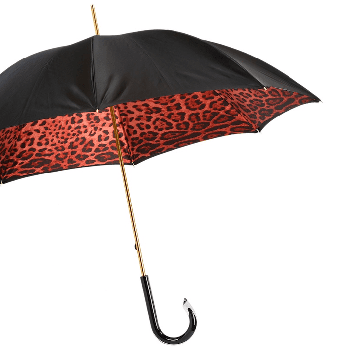 Chic Red Leopard Floral Double Cloth Umbrella