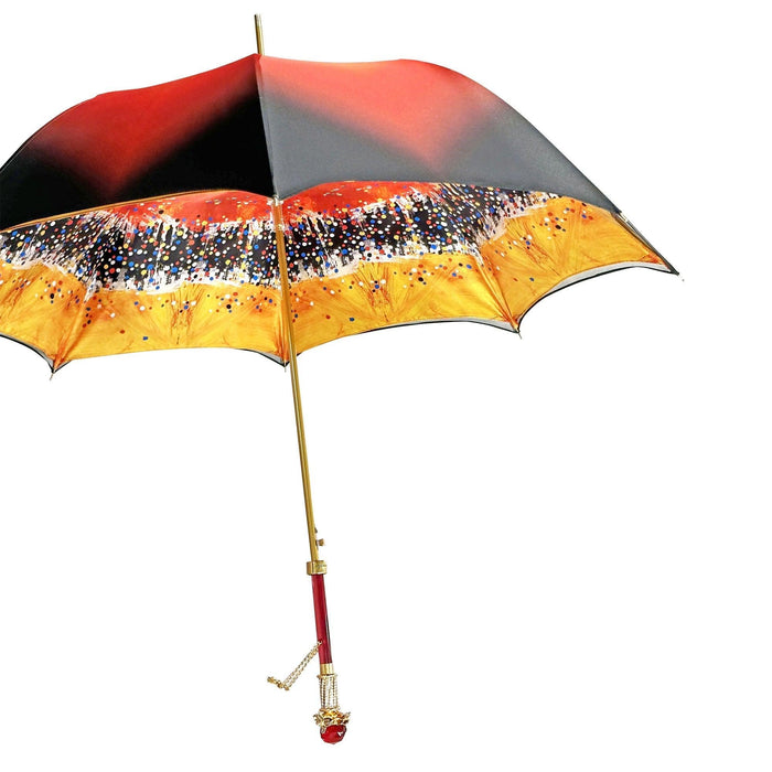 Chic Red Umbrella with Red Crystals and Bee Handle