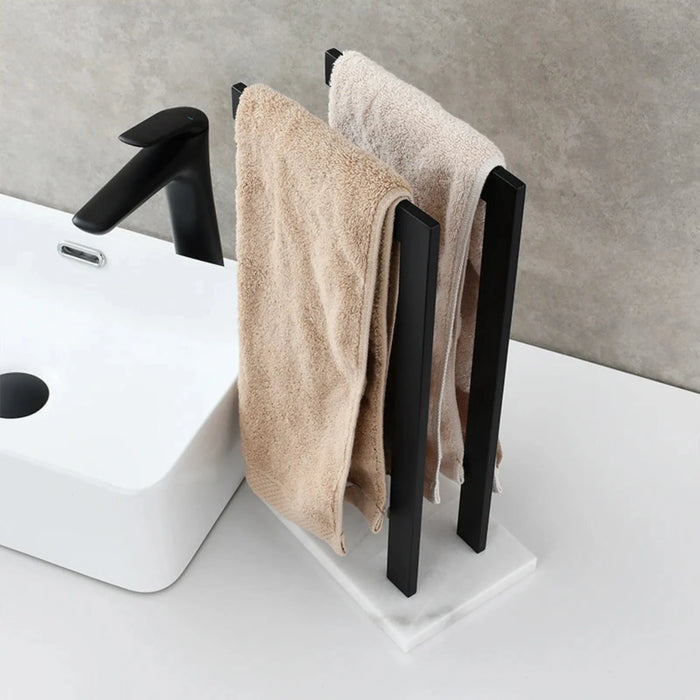 Stylish Dual Rod Stainless Steel and Marble Towel Holder