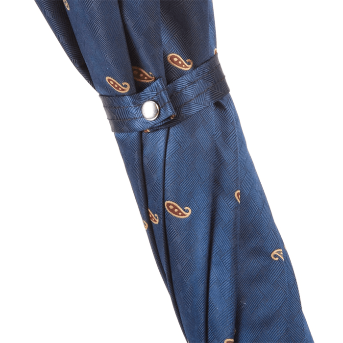 Classic Design Blue Umbrella with Braided Leather Handle