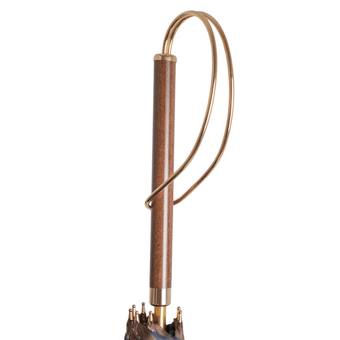 Classic Design Brown Umbrella with Vintage Flowers Interior