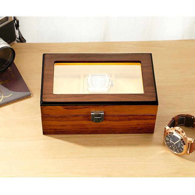 Classic Vintage Brown Wooden Watch Box with 3 Slots