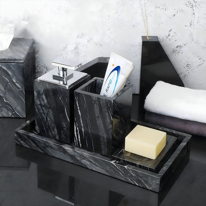 Luxurious Black Marble Bathroom Accessories Set