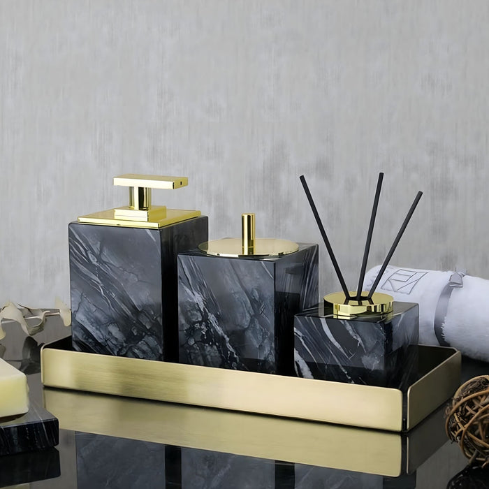 Luxurious Black Marble Bathroom Accessories Set