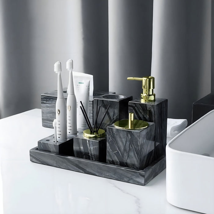 Luxurious Black Marble Bathroom Accessories Set