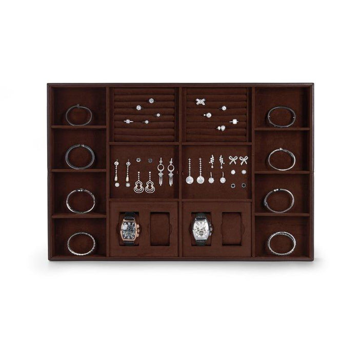 Coffee PU Leather Jewelry Storage Tray