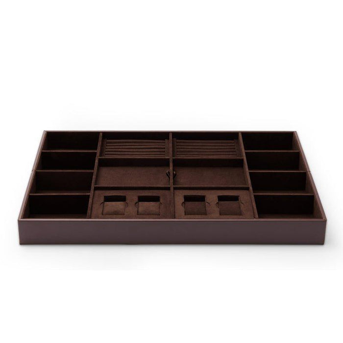 Coffee PU Leather Jewelry Storage Tray