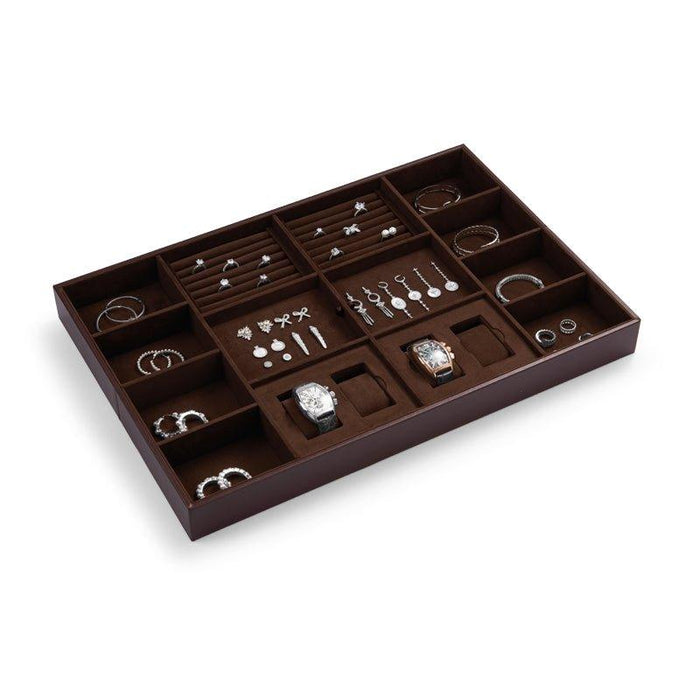 Coffee PU Leather Jewelry Storage Tray