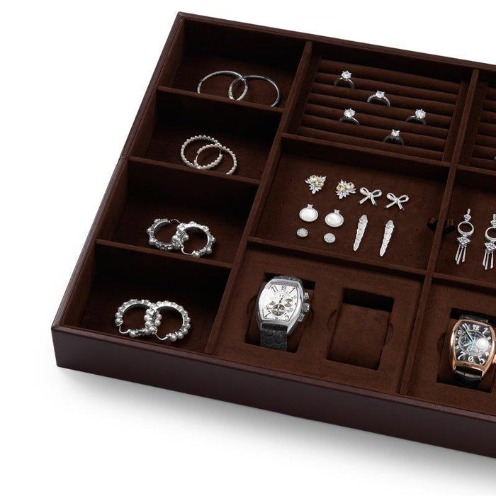 Coffee PU Leather Jewelry Storage Tray