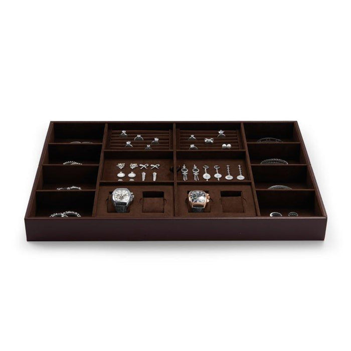 Coffee PU Leather Jewelry Storage Tray