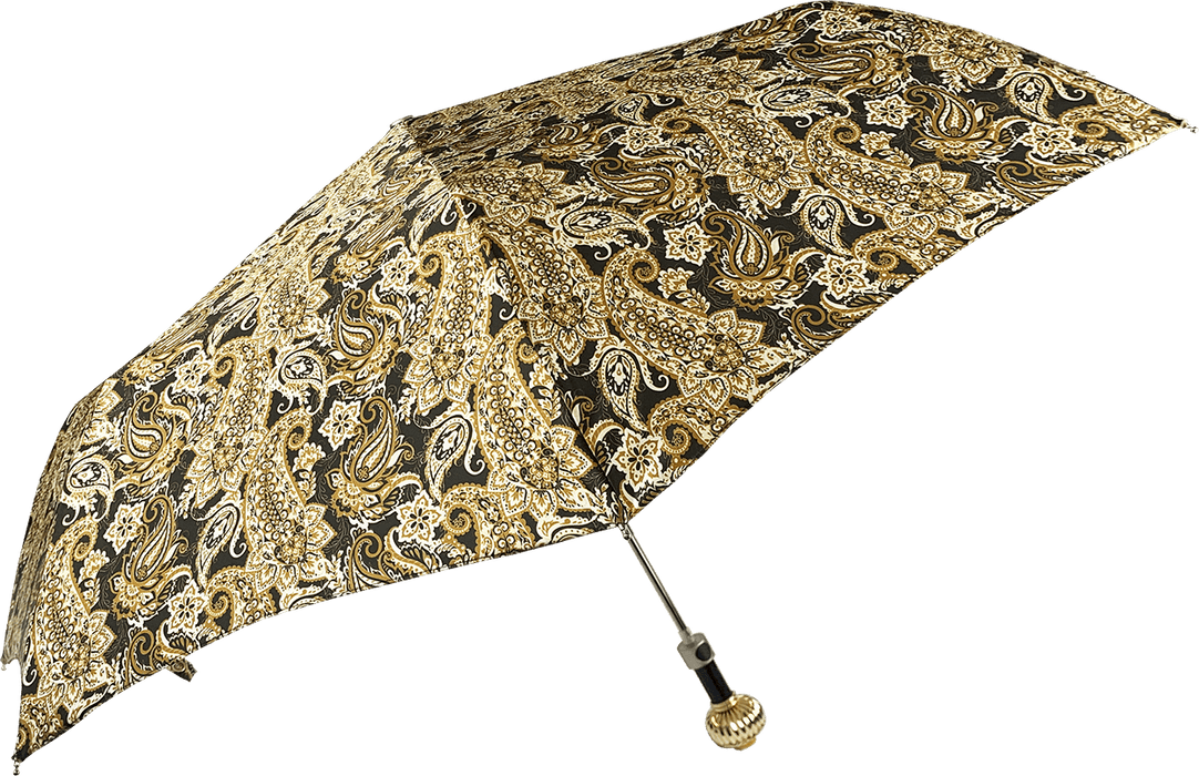 Cream Folding Umbrella with Yellow Stone Handle