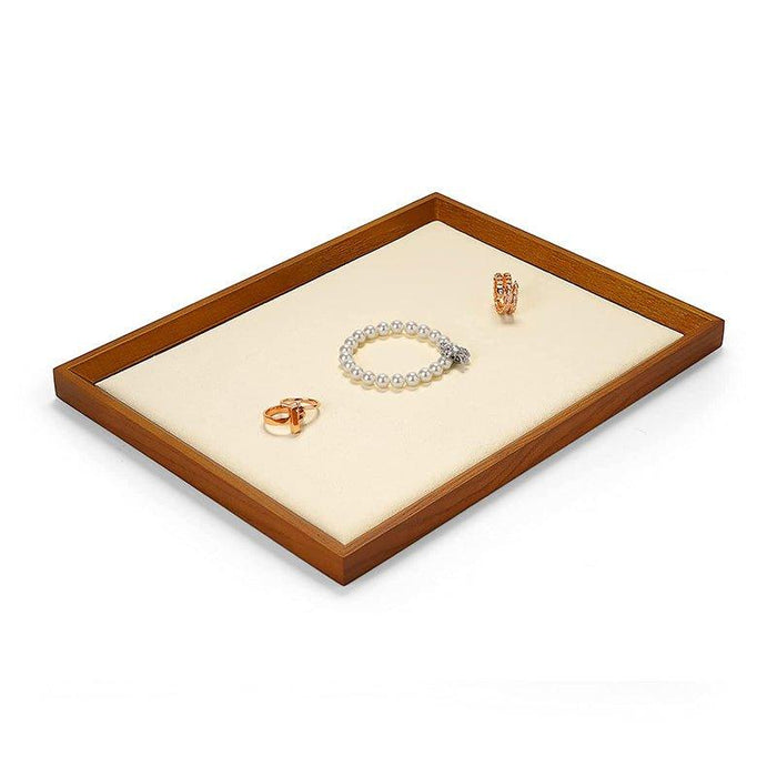 Cream White Large Flat Wood Jewelry Tray