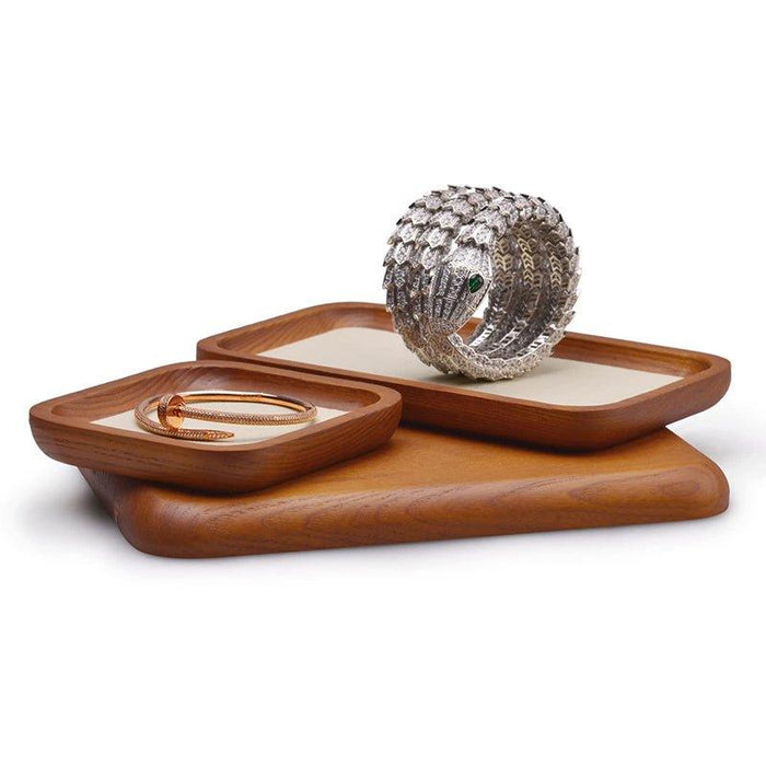 Cream White Rectangle Wood Jewelry Display Tray