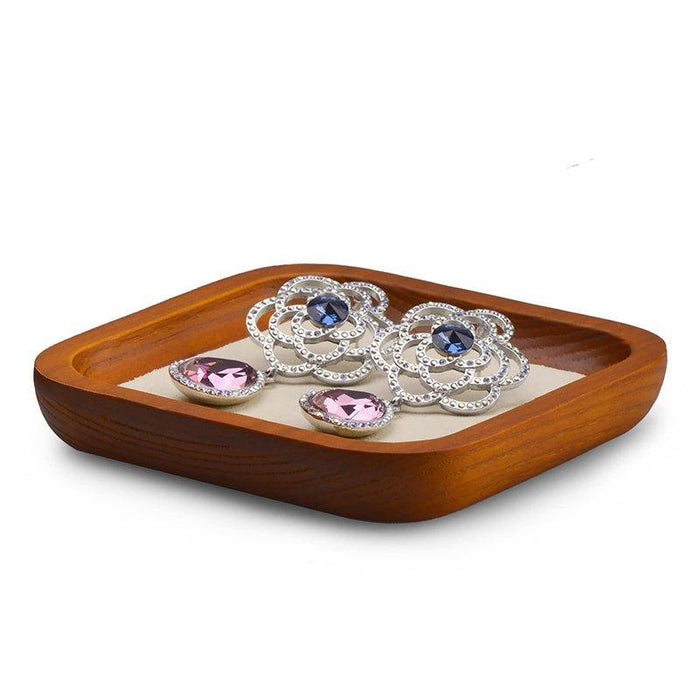 Cream White Rectangle Wood Jewelry Display Tray