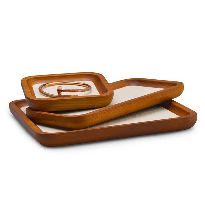Cream White Rectangle Wood Jewelry Display Tray