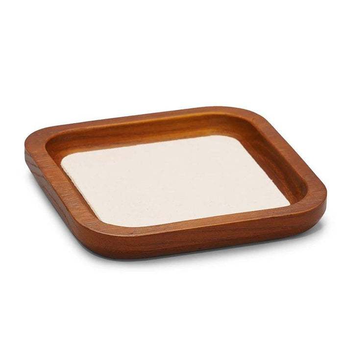 Cream White Rectangle Wood Jewelry Display Tray