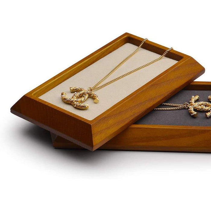 Cream White Rectangle Wood Jewelry Tray for Showcase Display