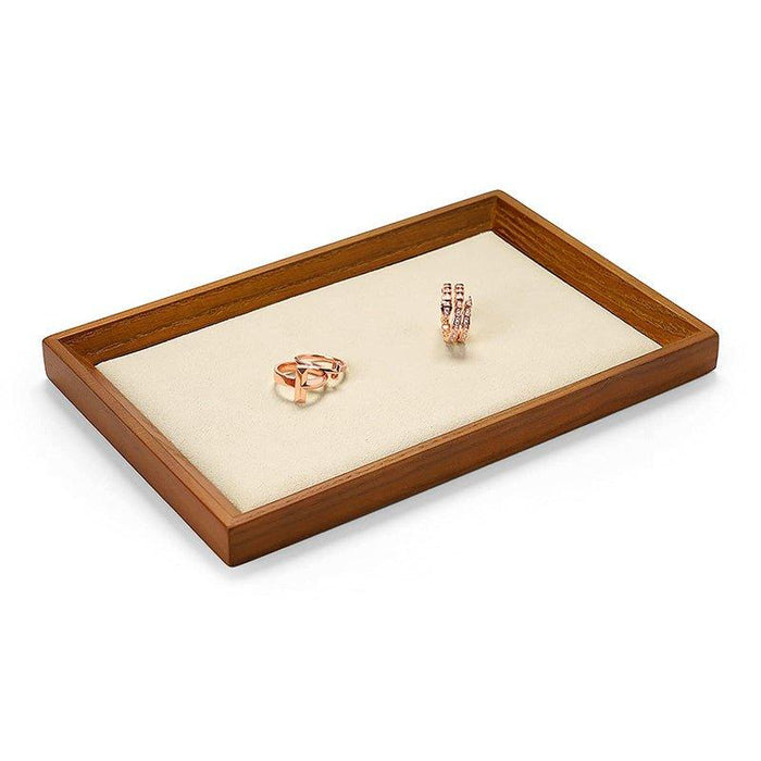 Cream White Small Flat Wood Jewelry Tray