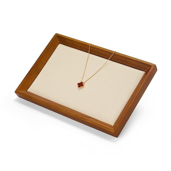 Cream White Small Flat Wood Jewelry Tray