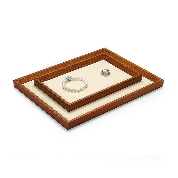 Cream White Small Flat Wood Jewelry Tray