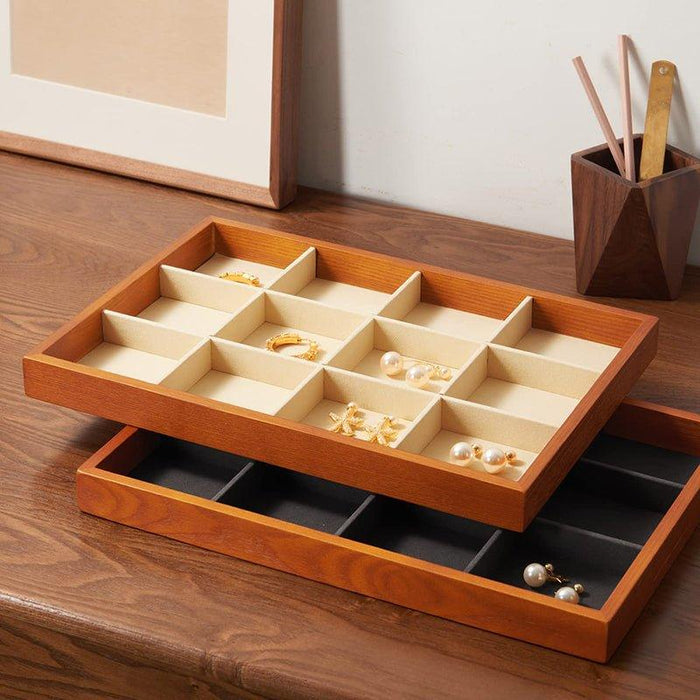 Cream White Wood Stackable Jewelry Organizer Tray