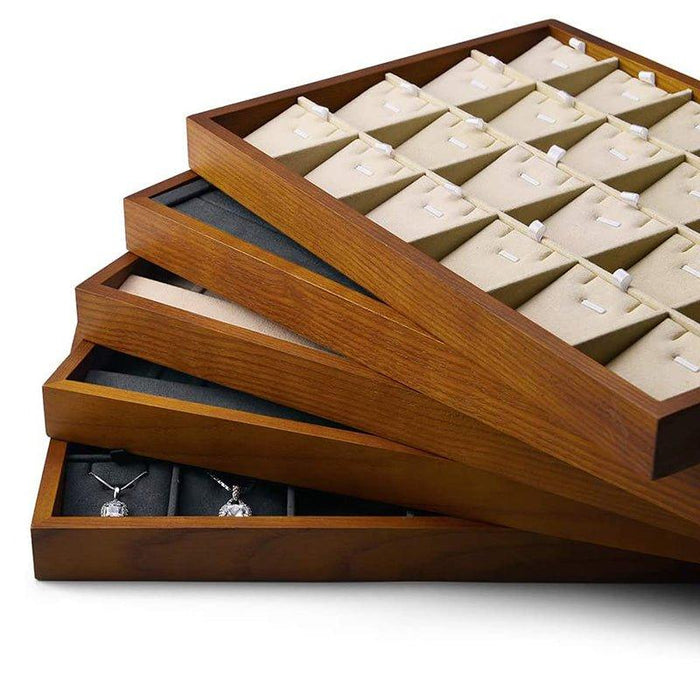 Cream White Wood Stackable Jewelry Organizer Tray