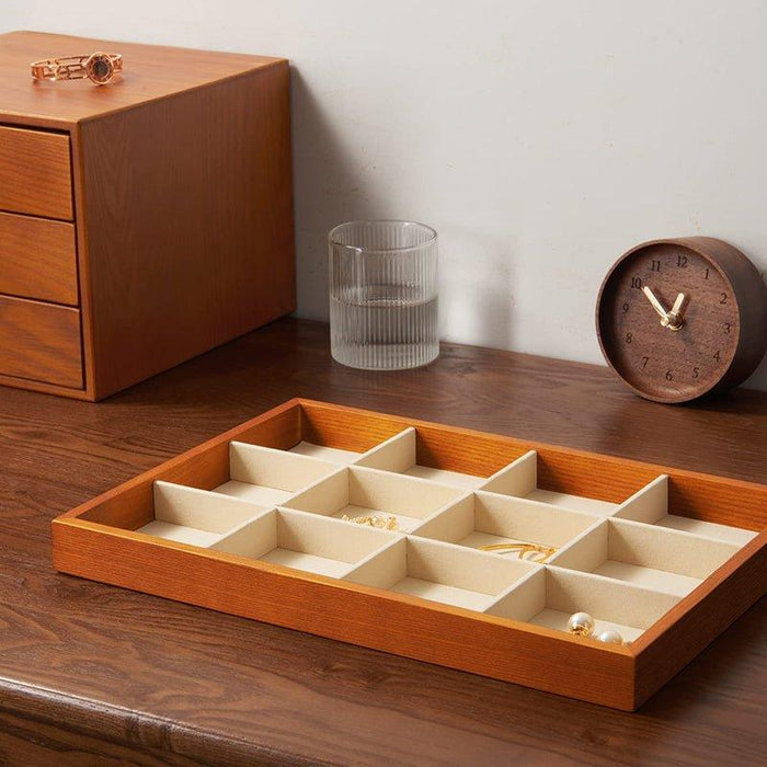 Cream White Wood Stackable Jewelry Organizer Tray