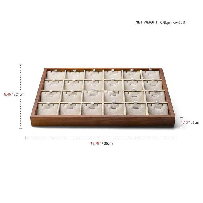 Cream White Wood Stackable Necklace Pendant Display Tray with 24 Grids