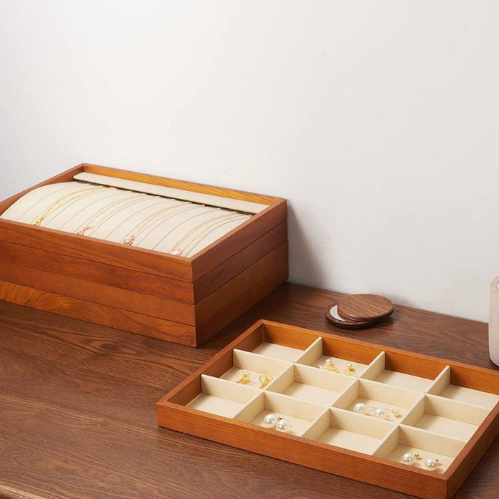 Cream White Wood Stackable Ring Insert Tray