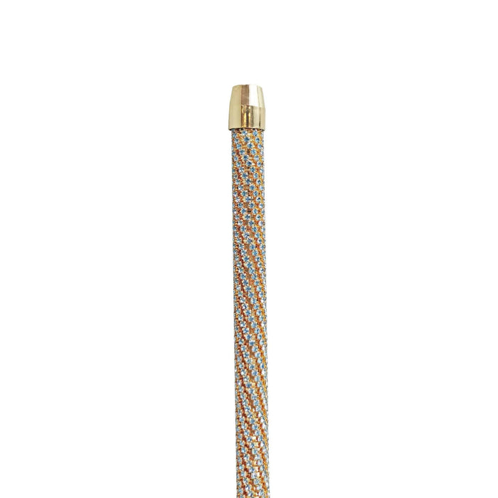 Crook Walking Cane Encrusted with Aquamarine Crystals