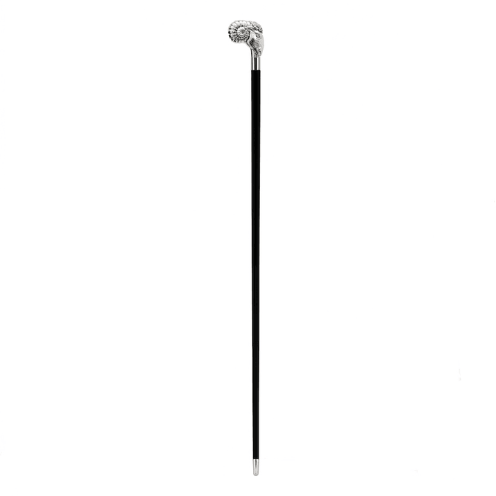 Custom Made Silver Ram Head Walking Cane Comfortable Grip