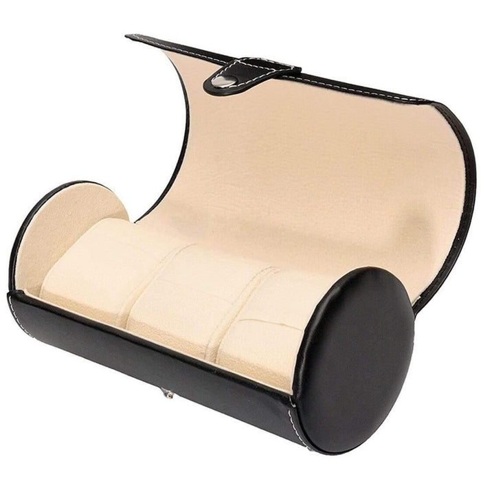 Secure and Stylish Cylindrical Leather Watch Case