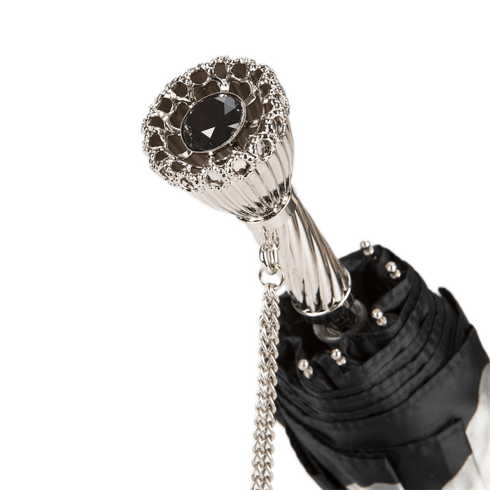 Luxury Silver Dahlia Brass Elegant Folding Umbrella