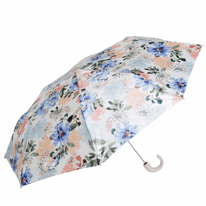 White Floral Leather Unique Folding Umbrella Women