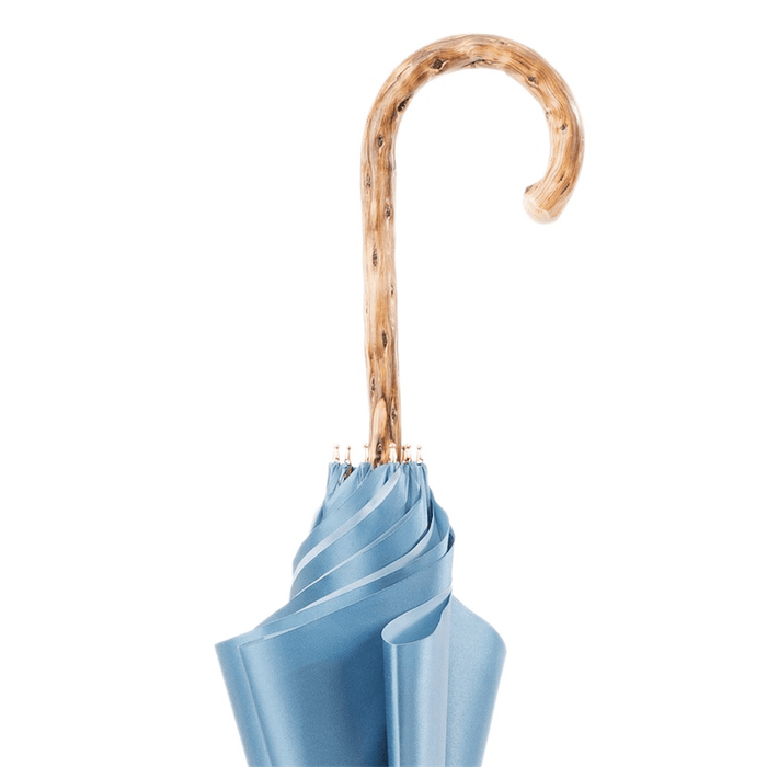 Unique Flowered Interior Blue Canopy Umbrella with Gorse Wood Handle