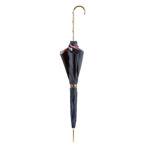 Luxury Collectible Feathers Print Blue Jeweled Handle Umbrella for Women