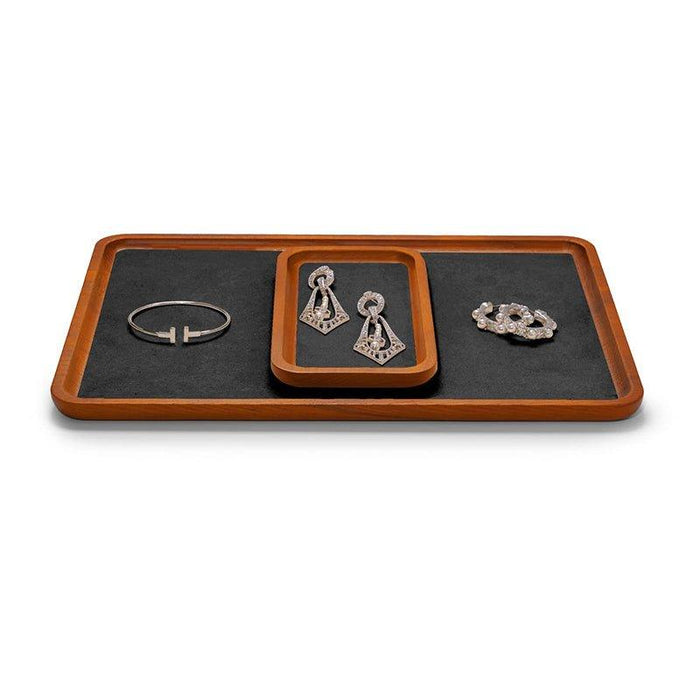 Dark Gray Rectangle Wood Jewelry Display Tray