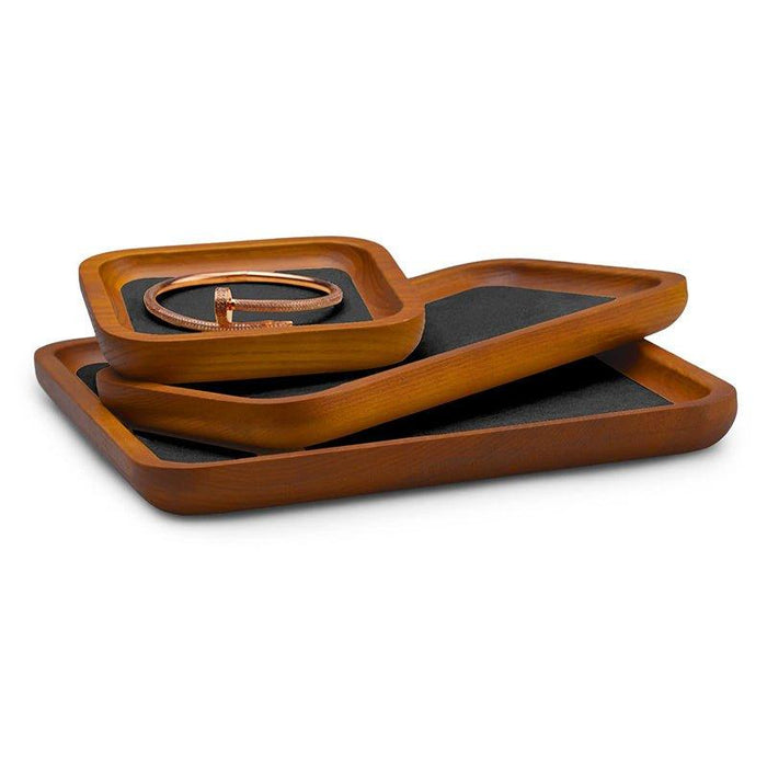 Dark Gray Rectangle Wood Jewelry Display Tray